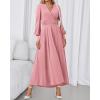 imageBTFBM Womens Long Sleeve Maxi Dress Fall 2025 Casual V Neck Knit A Line Flowy Pockets Elegant Party Wedding Guest DressesPink