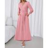 imageBTFBM Womens Long Sleeve Maxi Dress Fall 2025 Casual V Neck Knit A Line Flowy Pockets Elegant Party Wedding Guest DressesPink