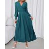 imageBTFBM Womens Long Sleeve Maxi Dress Fall 2025 Casual V Neck Knit A Line Flowy Pockets Elegant Party Wedding Guest DressesTeal