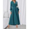 imageBTFBM Womens Long Sleeve Maxi Dress Fall 2025 Casual V Neck Knit A Line Flowy Pockets Elegant Party Wedding Guest DressesTeal