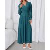 imageBTFBM Womens Long Sleeve Maxi Dress Fall 2025 Casual V Neck Knit A Line Flowy Pockets Elegant Party Wedding Guest DressesTeal