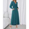 imageBTFBM Womens Long Sleeve Maxi Dress Fall 2025 Casual V Neck Knit A Line Flowy Pockets Elegant Party Wedding Guest DressesTeal