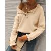 imageBTFBM Womens Sweaters Fall Winter Clothes 2025 Long Sleeve Button Down Ruffle Crew Neck Casual Knitted Pullover TopsApricot