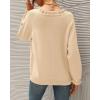 imageBTFBM Womens Sweaters Fall Winter Clothes 2025 Long Sleeve Button Down Ruffle Crew Neck Casual Knitted Pullover TopsApricot