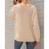 imageBTFBM Womens Sweaters Fall Winter Clothes 2025 Long Sleeve Button Down Ruffle Crew Neck Casual Knitted Pullover TopsBeige