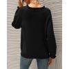 imageBTFBM Womens Sweaters Fall Winter Clothes 2025 Long Sleeve Button Down Ruffle Crew Neck Casual Knitted Pullover TopsBlack