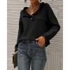 imageBTFBM Womens Sweaters Fall Winter Clothes 2025 Long Sleeve Button Down Ruffle Crew Neck Casual Knitted Pullover TopsBlack