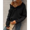 imageBTFBM Womens Sweaters Fall Winter Clothes 2025 Long Sleeve Button Down Ruffle Crew Neck Casual Knitted Pullover TopsBlack