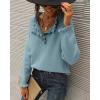 imageBTFBM Womens Sweaters Fall Winter Clothes 2025 Long Sleeve Button Down Ruffle Crew Neck Casual Knitted Pullover TopsBlue