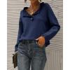 imageBTFBM Womens Sweaters Fall Winter Clothes 2025 Long Sleeve Button Down Ruffle Crew Neck Casual Knitted Pullover TopsBright Blue
