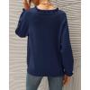 imageBTFBM Womens Sweaters Fall Winter Clothes 2025 Long Sleeve Button Down Ruffle Crew Neck Casual Knitted Pullover TopsBright Blue