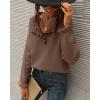 imageBTFBM Womens Sweaters Fall Winter Clothes 2025 Long Sleeve Button Down Ruffle Crew Neck Casual Knitted Pullover TopsBrown Camel