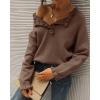 imageBTFBM Womens Sweaters Fall Winter Clothes 2025 Long Sleeve Button Down Ruffle Crew Neck Casual Knitted Pullover TopsBrown Camel