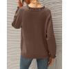 imageBTFBM Womens Sweaters Fall Winter Clothes 2025 Long Sleeve Button Down Ruffle Crew Neck Casual Knitted Pullover TopsBrown Camel
