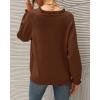 imageBTFBM Womens Sweaters Fall Winter Clothes 2025 Long Sleeve Button Down Ruffle Crew Neck Casual Knitted Pullover TopsBrown Coffee