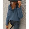imageBTFBM Womens Sweaters Fall Winter Clothes 2025 Long Sleeve Button Down Ruffle Crew Neck Casual Knitted Pullover TopsDark Blue