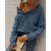 imageBTFBM Womens Sweaters Fall Winter Clothes 2025 Long Sleeve Button Down Ruffle Crew Neck Casual Knitted Pullover TopsDark Blue