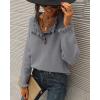 imageBTFBM Womens Sweaters Fall Winter Clothes 2025 Long Sleeve Button Down Ruffle Crew Neck Casual Knitted Pullover TopsGrey