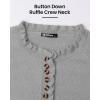 imageBTFBM Womens Sweaters Fall Winter Clothes 2025 Long Sleeve Button Down Ruffle Crew Neck Casual Knitted Pullover TopsGrey