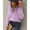 imageBTFBM Womens Sweaters Fall Winter Clothes 2025 Long Sleeve Button Down Ruffle Crew Neck Casual Knitted Pullover TopsGrey Purple