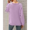 imageBTFBM Womens Sweaters Fall Winter Clothes 2025 Long Sleeve Button Down Ruffle Crew Neck Casual Knitted Pullover TopsGrey Purple