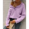imageBTFBM Womens Sweaters Fall Winter Clothes 2025 Long Sleeve Button Down Ruffle Crew Neck Casual Knitted Pullover TopsGrey Purple