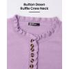 imageBTFBM Womens Sweaters Fall Winter Clothes 2025 Long Sleeve Button Down Ruffle Crew Neck Casual Knitted Pullover TopsGrey Purple