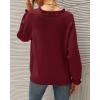 imageBTFBM Womens Sweaters Fall Winter Clothes 2025 Long Sleeve Button Down Ruffle Crew Neck Casual Knitted Pullover TopsJujube Red