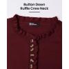 imageBTFBM Womens Sweaters Fall Winter Clothes 2025 Long Sleeve Button Down Ruffle Crew Neck Casual Knitted Pullover TopsJujube Red