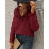 imageBTFBM Womens Sweaters Fall Winter Clothes 2025 Long Sleeve Button Down Ruffle Crew Neck Casual Knitted Pullover TopsJujube Red