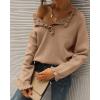 imageBTFBM Womens Sweaters Fall Winter Clothes 2025 Long Sleeve Button Down Ruffle Crew Neck Casual Knitted Pullover TopsKhaki