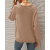 imageBTFBM Womens Sweaters Fall Winter Clothes 2025 Long Sleeve Button Down Ruffle Crew Neck Casual Knitted Pullover TopsKhaki