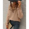 imageBTFBM Womens Sweaters Fall Winter Clothes 2025 Long Sleeve Button Down Ruffle Crew Neck Casual Knitted Pullover TopsKhaki