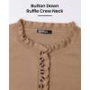 imageBTFBM Womens Sweaters Fall Winter Clothes 2025 Long Sleeve Button Down Ruffle Crew Neck Casual Knitted Pullover TopsKhaki