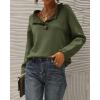 imageBTFBM Womens Sweaters Fall Winter Clothes 2025 Long Sleeve Button Down Ruffle Crew Neck Casual Knitted Pullover TopsOlive Green