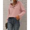 imageBTFBM Womens Sweaters Fall Winter Clothes 2025 Long Sleeve Button Down Ruffle Crew Neck Casual Knitted Pullover TopsPink