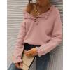 imageBTFBM Womens Sweaters Fall Winter Clothes 2025 Long Sleeve Button Down Ruffle Crew Neck Casual Knitted Pullover TopsPink