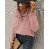 imageBTFBM Womens Sweaters Fall Winter Clothes 2025 Long Sleeve Button Down Ruffle Crew Neck Casual Knitted Pullover TopsPink