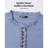 imageBTFBM Womens Sweaters Fall Winter Clothes 2025 Long Sleeve Button Down Ruffle Crew Neck Casual Knitted Pullover TopsSky Blue