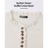 imageBTFBM Womens Sweaters Fall Winter Clothes 2025 Long Sleeve Button Down Ruffle Crew Neck Casual Knitted Pullover TopsWhite