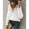 imageBTFBM Womens Sweaters Fall Winter Clothes 2025 Long Sleeve Button Down Ruffle Crew Neck Casual Knitted Pullover TopsWhite