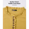 imageBTFBM Womens Sweaters Fall Winter Clothes 2025 Long Sleeve Button Down Ruffle Crew Neck Casual Knitted Pullover TopsYellow
