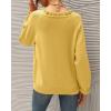 imageBTFBM Womens Sweaters Fall Winter Clothes 2025 Long Sleeve Button Down Ruffle Crew Neck Casual Knitted Pullover TopsYellow
