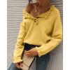 imageBTFBM Womens Sweaters Fall Winter Clothes 2025 Long Sleeve Button Down Ruffle Crew Neck Casual Knitted Pullover TopsYellow