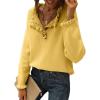 imageBTFBM Womens Sweaters Fall Winter Clothes 2025 Long Sleeve Button Down Ruffle Crew Neck Casual Knitted Pullover TopsYellow