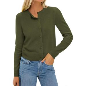 imageBTFBM Cardigan Sweaters for Women Cashmere Sweater Lightweight Button Down Casual Knit Shrugs Tops Early Fall FashionArmy Green