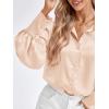 imageBTFBM Women Satin Button Down Shirts Lantern Long Sleeve Blouses Summer Fall Business Casual Outfits Dressy Work TopsBeige