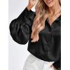 imageBTFBM Women Satin Button Down Shirts Lantern Long Sleeve Blouses Summer Fall Business Casual Outfits Dressy Work TopsBlack