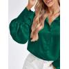 imageBTFBM Women Satin Button Down Shirts Lantern Long Sleeve Blouses Summer Fall Business Casual Outfits Dressy Work TopsGreen