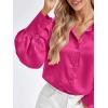 imageBTFBM Women Satin Button Down Shirts Lantern Long Sleeve Blouses Summer Fall Business Casual Outfits Dressy Work TopsRose Red